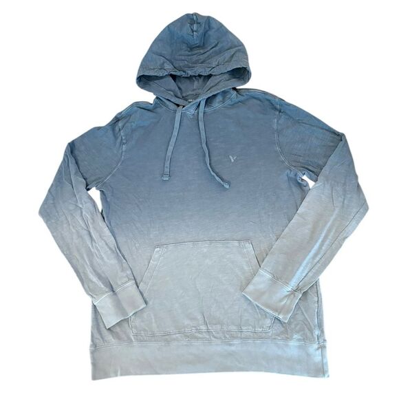 American Eagle AE Super Soft Slub Hoodie Tee Mens Size Small Blue Gradient - Picture 1 of 8